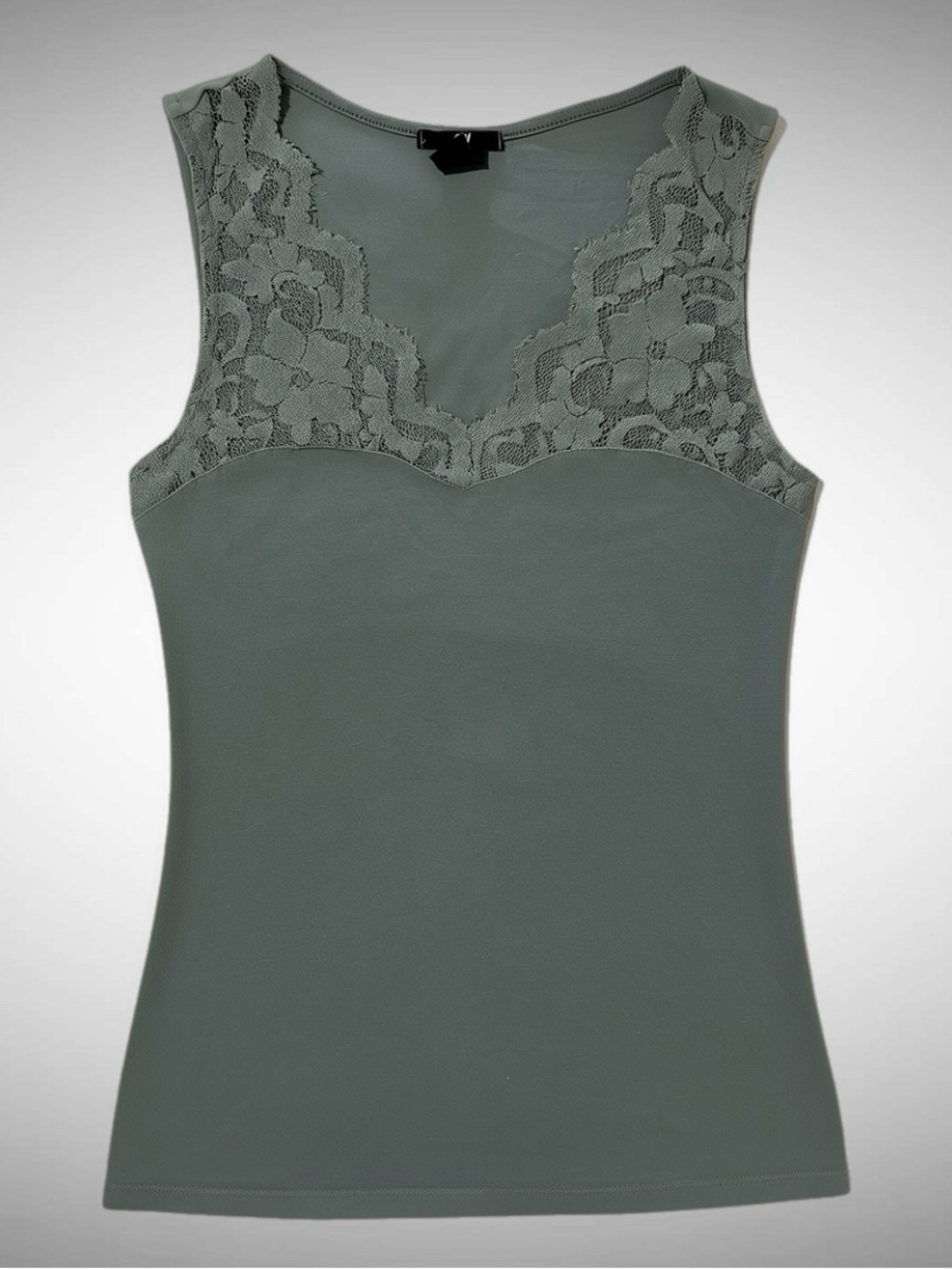 🧚🏻 H&M Lace Yoke Tank Top in Sage Green | Women’s Sz Small